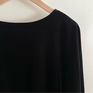 Talbots Black Velvet Top 3/4 Length Dolman Sleeve Reversible Neckline Size L